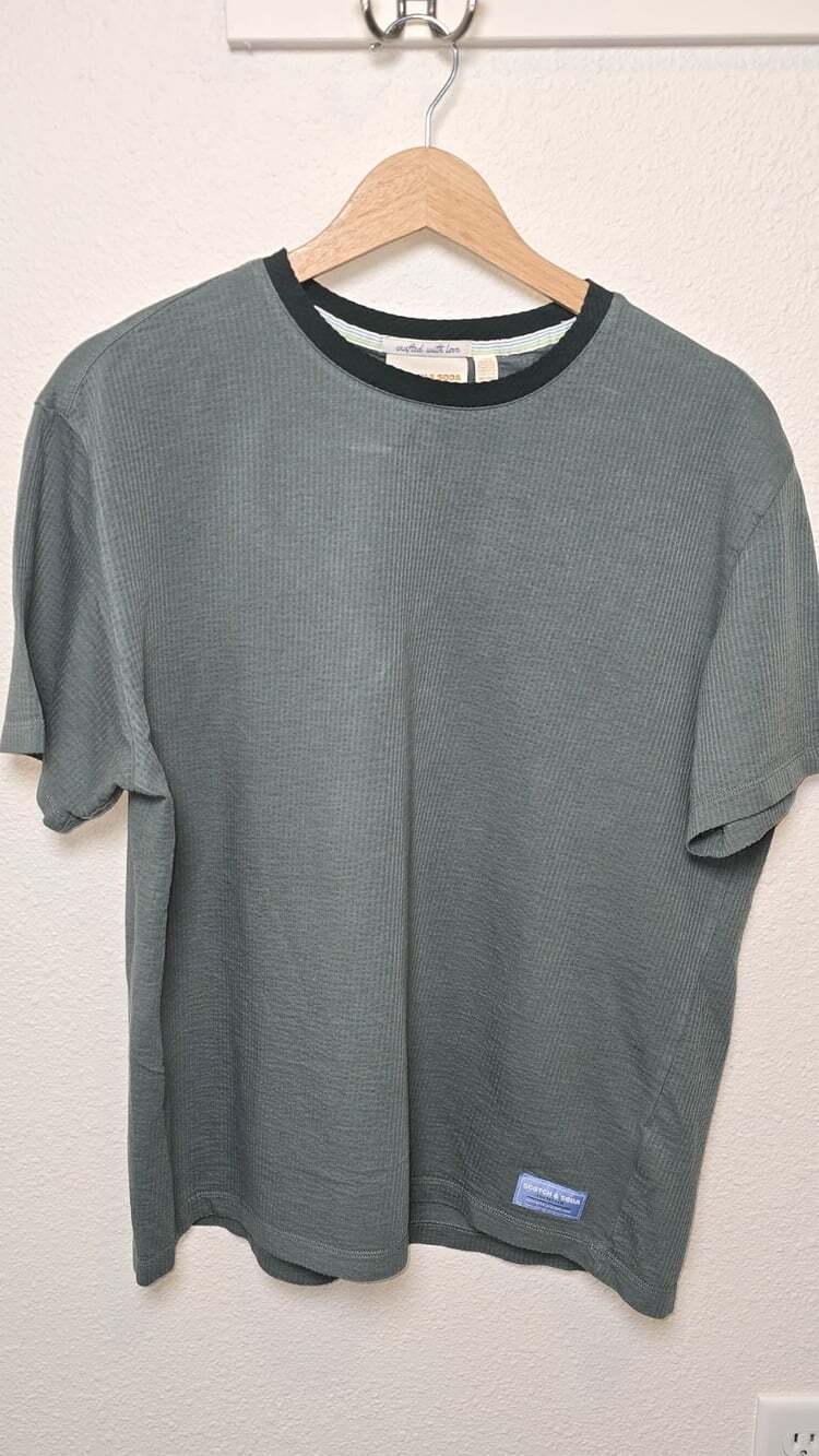 Scotch & Soda Amsterdam Men’s Large Textured T-Shirt Gray Green Crew Neck